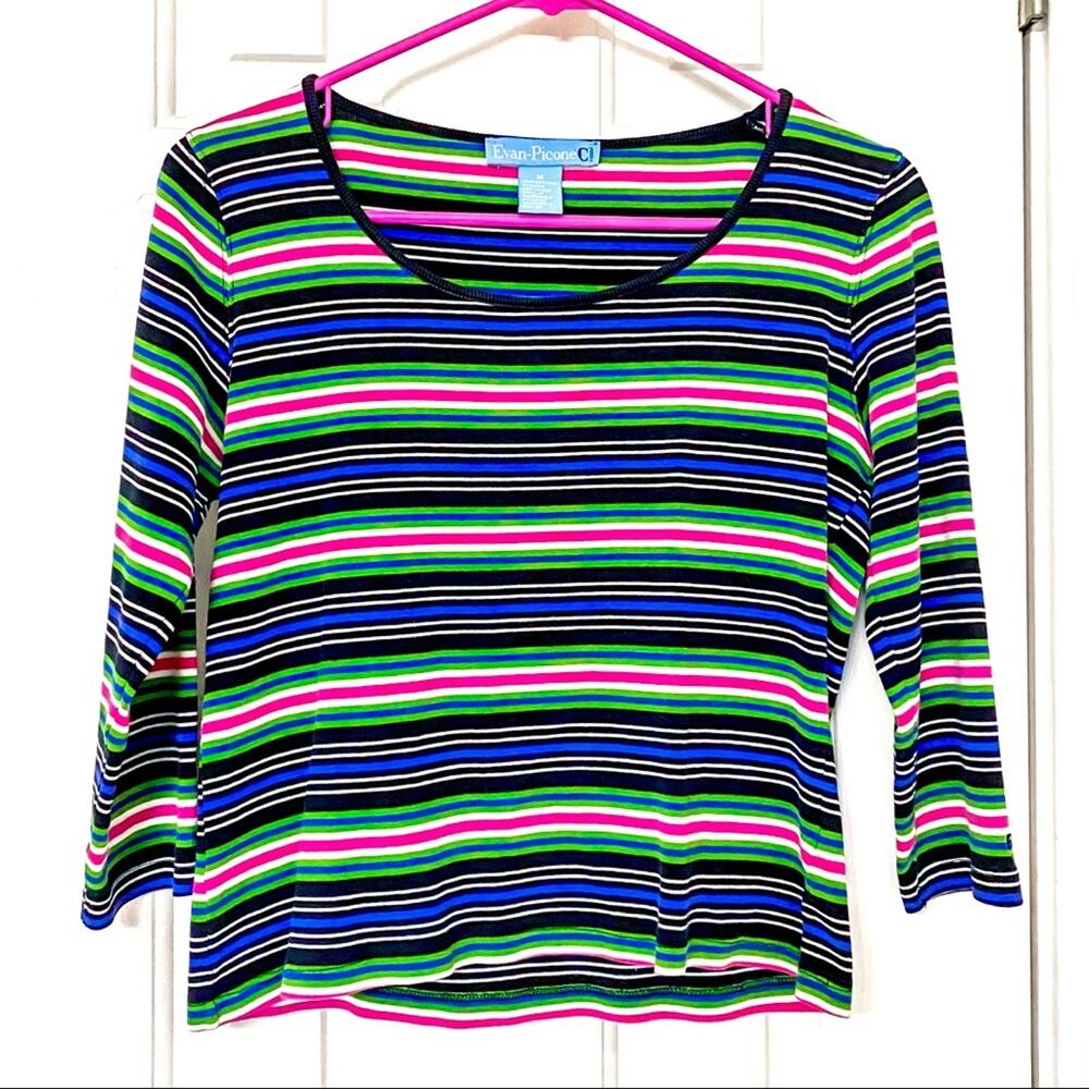 EVAN PICONE • Vintage 90's Striped 3/4 Sleeve Top